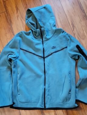 Nike Tech Teal Hooded Full-Zip Jacket with Black Trim